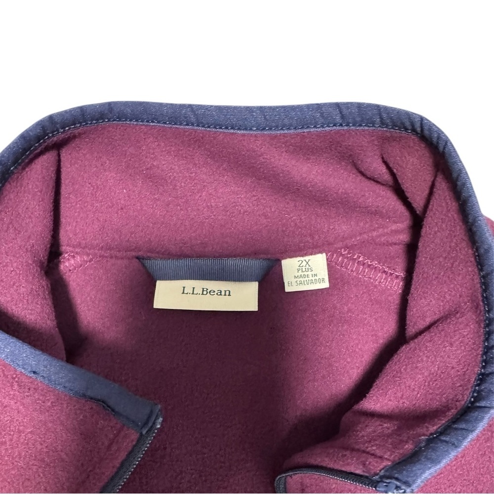 LL Bean Women’s 2X Plus Full Zip Fleece Jacket Burgundy Plum Lightweight - Picture 3 of 12